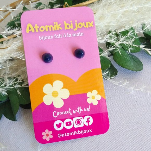 Handmade blue polymer clay earrings. Boucles d'oreilles fait à la main - Picture 1 of 9